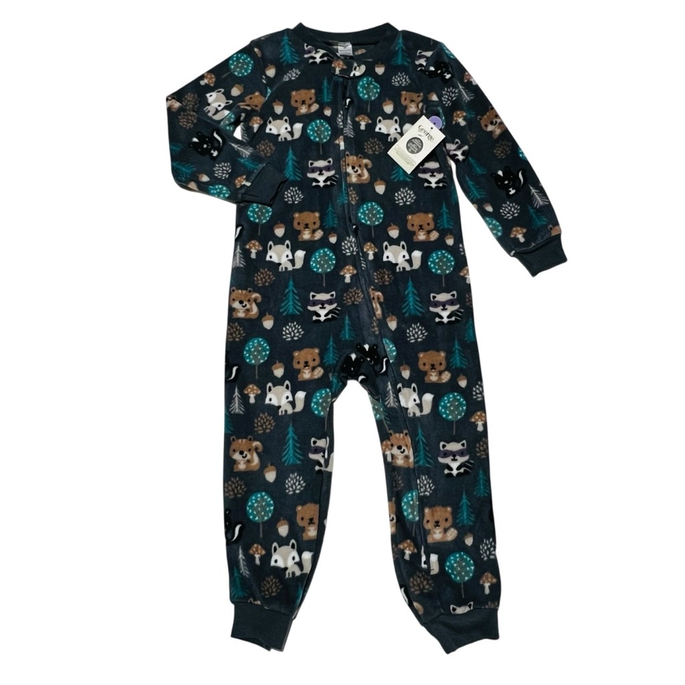 George Forest Friends Footie Fleece Pajamas - Blue and‎ Brown